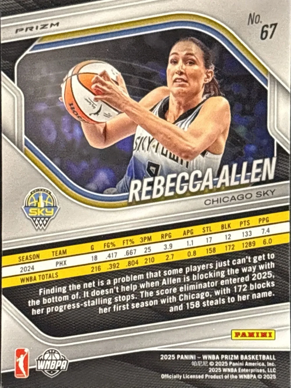 Panini Prizm Rebecca Allen Chicago Prizm Basketball Card